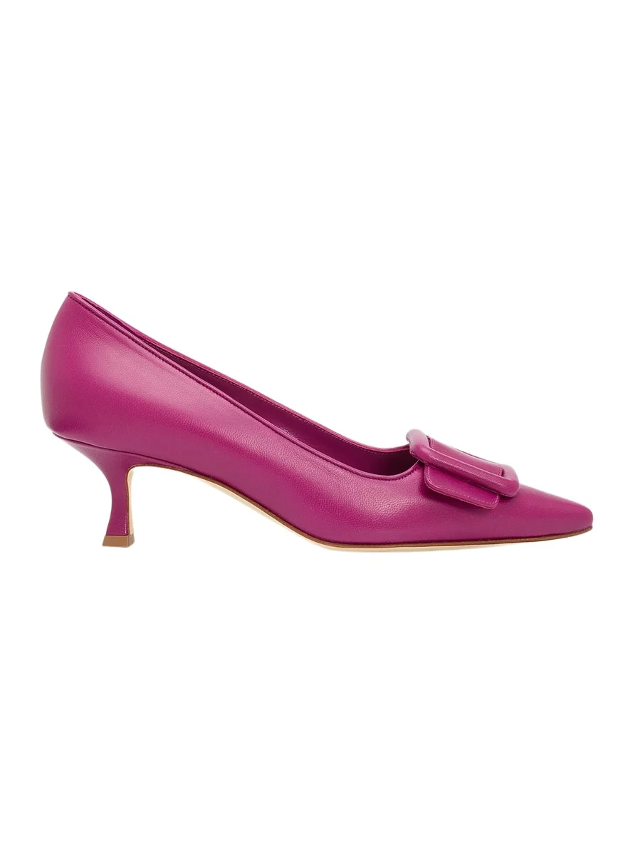 Manolo Blahnik 50mm Maysale Leather Buckle Pumps