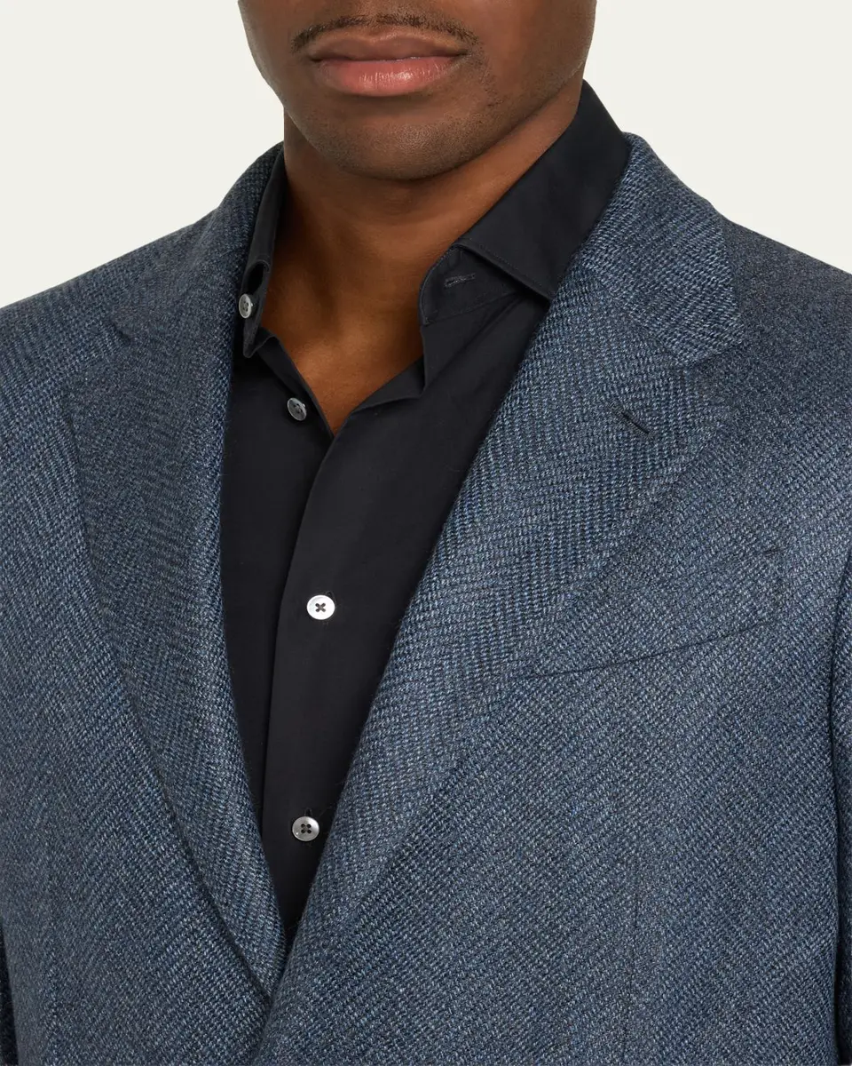Zegna Men's Wool and Cotton Chevron Single-Breasted Sport Coat | Thumbnail 5