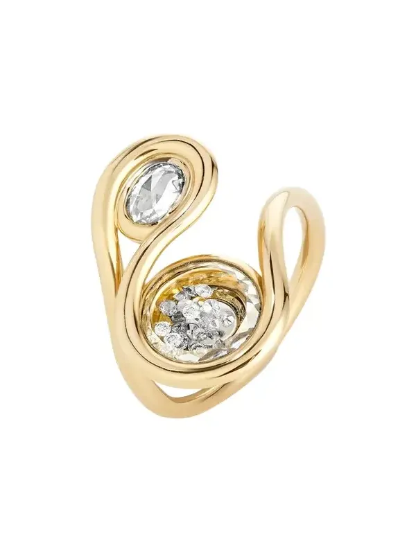 18K Yellow Gold Kaleidoscope Shaker Clave Ring with Diamonds, Petite 18K Yellow Gold Kaleidoscope Shaker Clave Ring with Diamonds, Petite