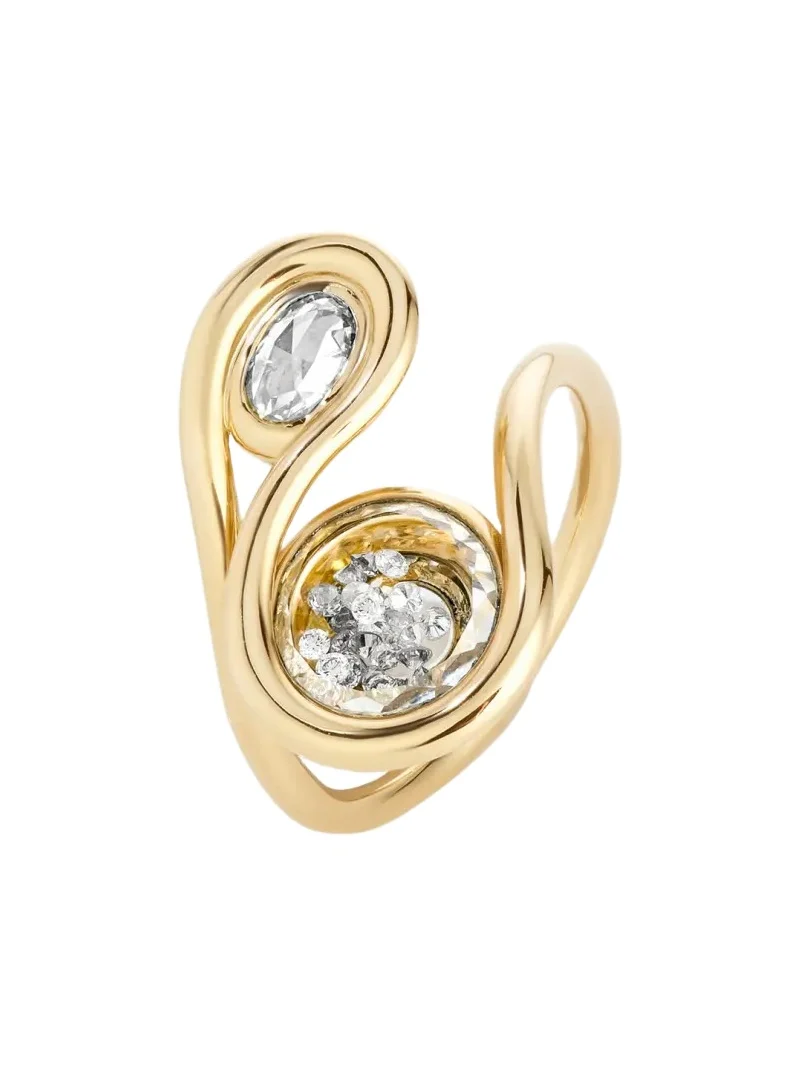 18K Yellow Gold Kaleidoscope Shaker Clave Ring with Diamonds, Petite