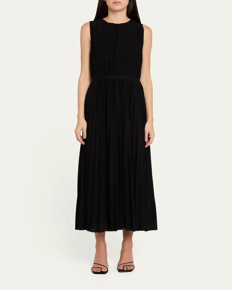Max Mara Sleeveless Plisse Midi Dress | Thumbnail 2 Max Mara Sleeveless Plisse Midi Dress | Thumbnail 2