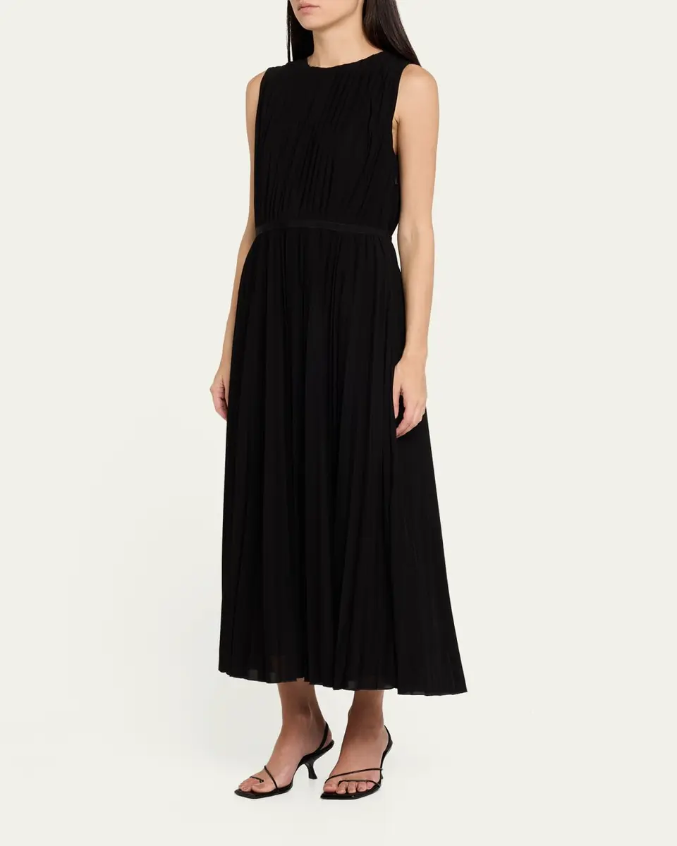 Max Mara Sleeveless Plisse Midi Dress | Thumbnail 4 Max Mara Sleeveless Plisse Midi Dress | Thumbnail 4