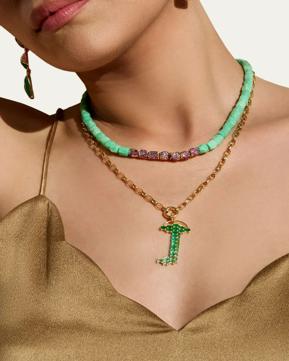 Emily P. Wheeler Nugget Necklace with Sapphires and Chrysoprase | Thumbnail 2 Emily P. Wheeler Nugget Necklace with Sapphires and Chrysoprase | Thumbnail 2