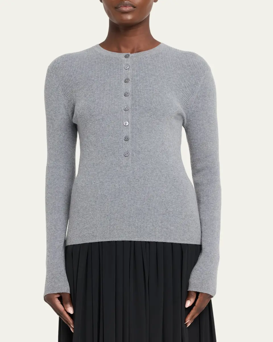 Lisa Yang Airi Cotton-Cashmere Henley Sweater | Thumbnail 4 Lisa Yang Airi Cotton-Cashmere Henley Sweater | Thumbnail 4