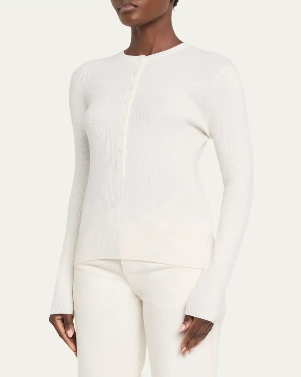 Lisa Yang Airi Cotton-Cashmere Henley Sweater | Thumbnail 9 Lisa Yang Airi Cotton-Cashmere Henley Sweater | Thumbnail 9