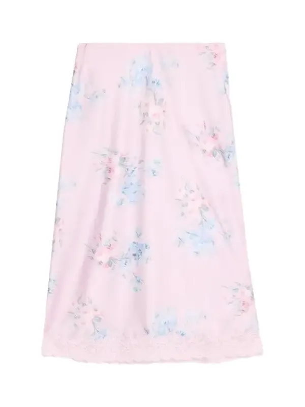Janella Floral Silk Midi Skirt