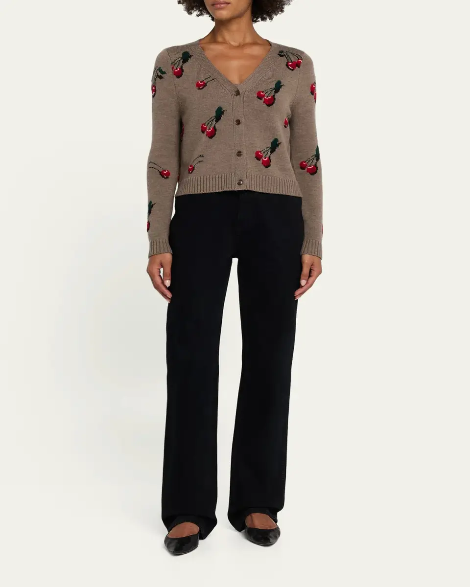 Monse Cropped Cherry V-Neck Cardigan | Thumbnail 2 Monse Cropped Cherry V-Neck Cardigan | Thumbnail 2