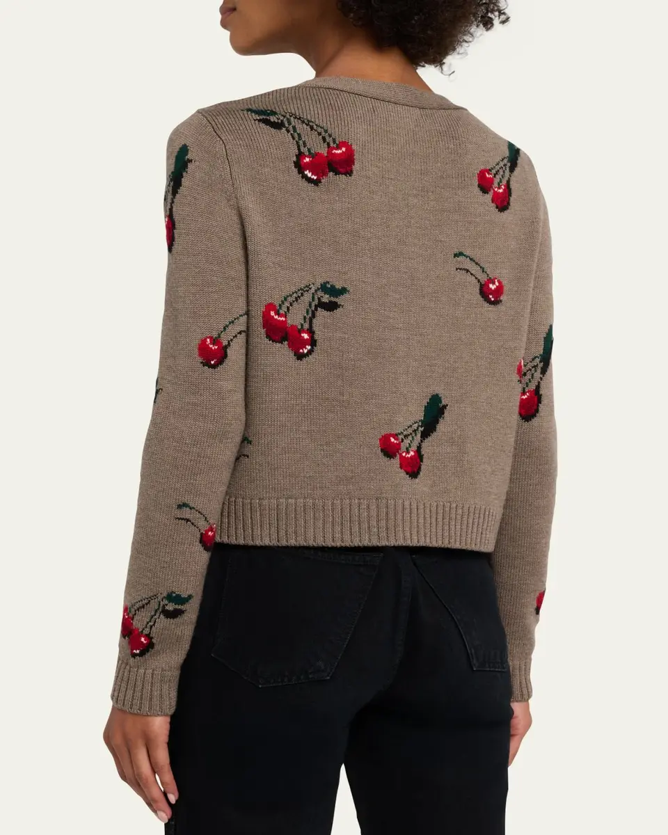 Monse Cropped Cherry V-Neck Cardigan | Thumbnail 3 Monse Cropped Cherry V-Neck Cardigan | Thumbnail 3