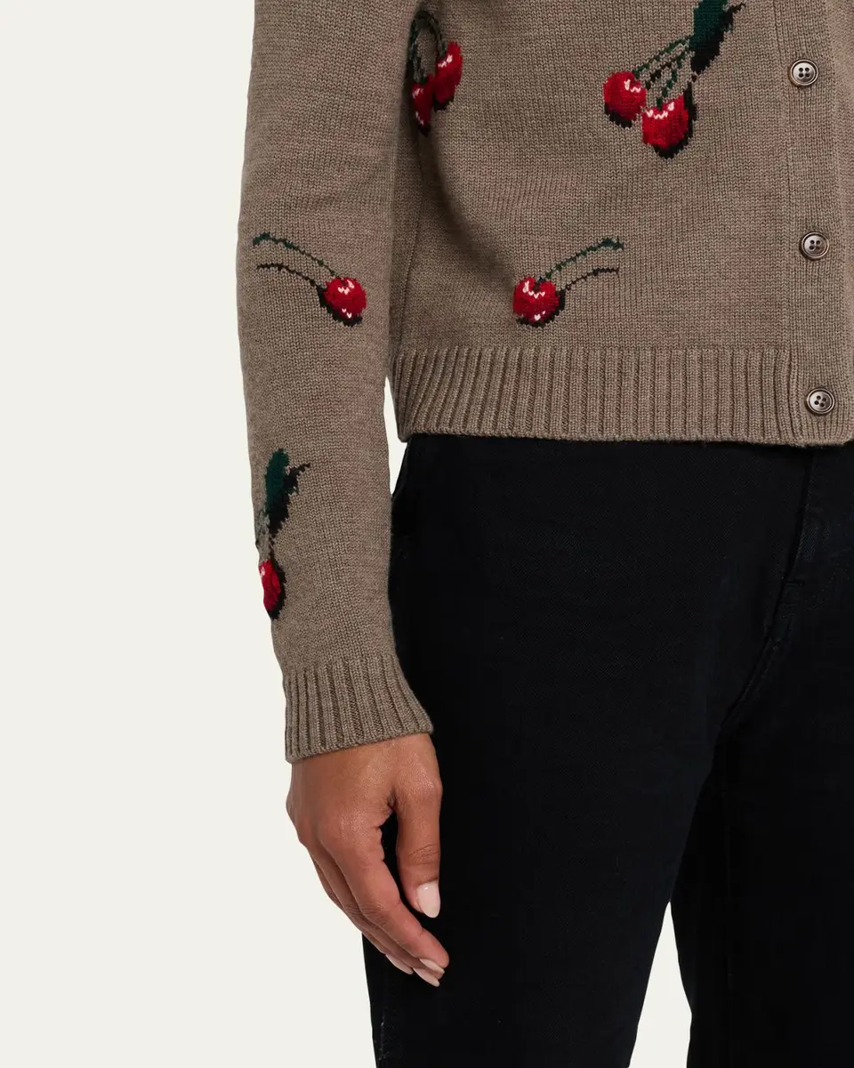 Monse Cropped Cherry V-Neck Cardigan | Thumbnail 5 Monse Cropped Cherry V-Neck Cardigan | Thumbnail 5