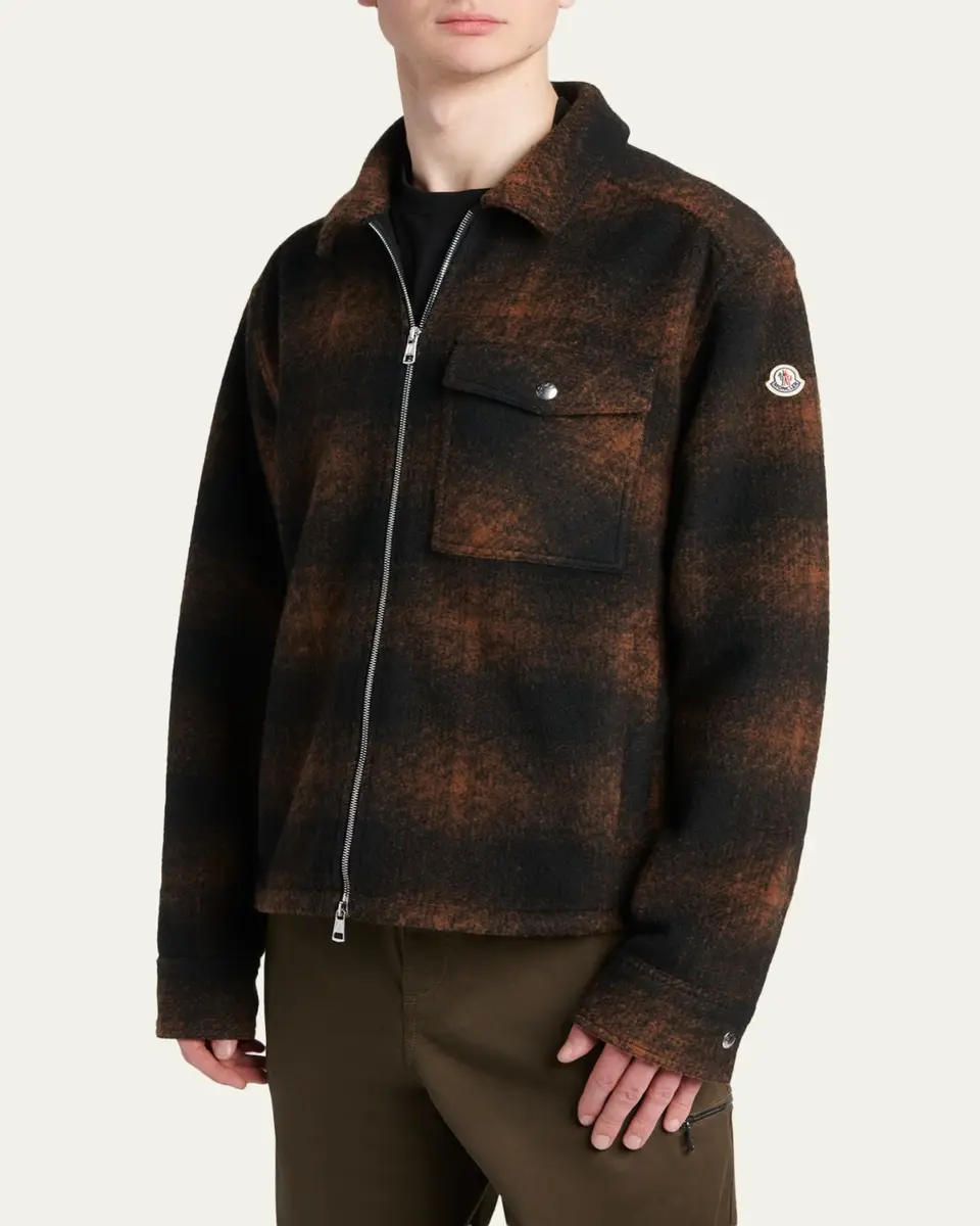 Moncler Men's Buffalo Check Full-Zip Shirt Jacket | Thumbnail 4 Moncler Men's Buffalo Check Full-Zip Shirt Jacket | Thumbnail 4