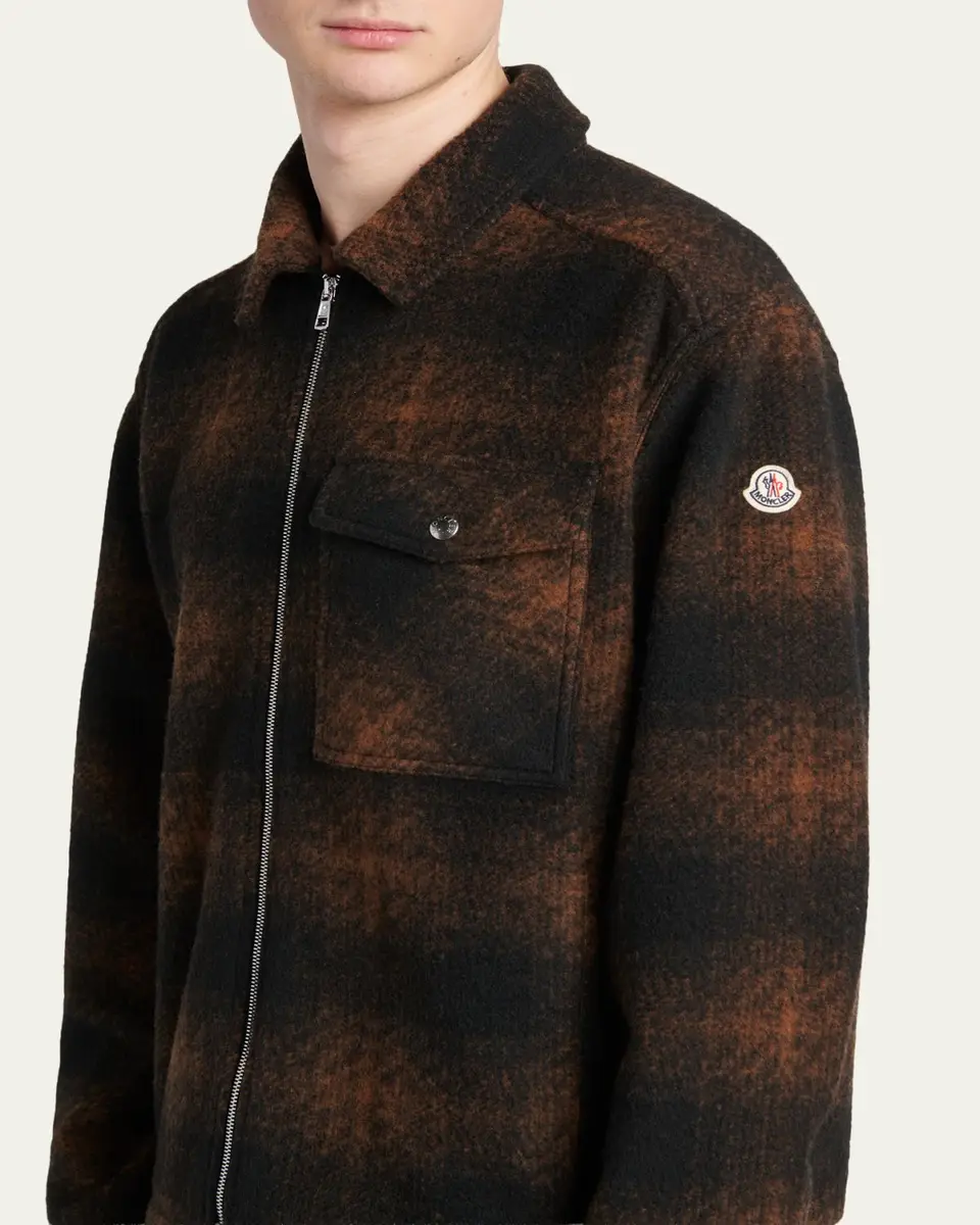 Moncler Men's Buffalo Check Full-Zip Shirt Jacket | Thumbnail 5 Moncler Men's Buffalo Check Full-Zip Shirt Jacket | Thumbnail 5