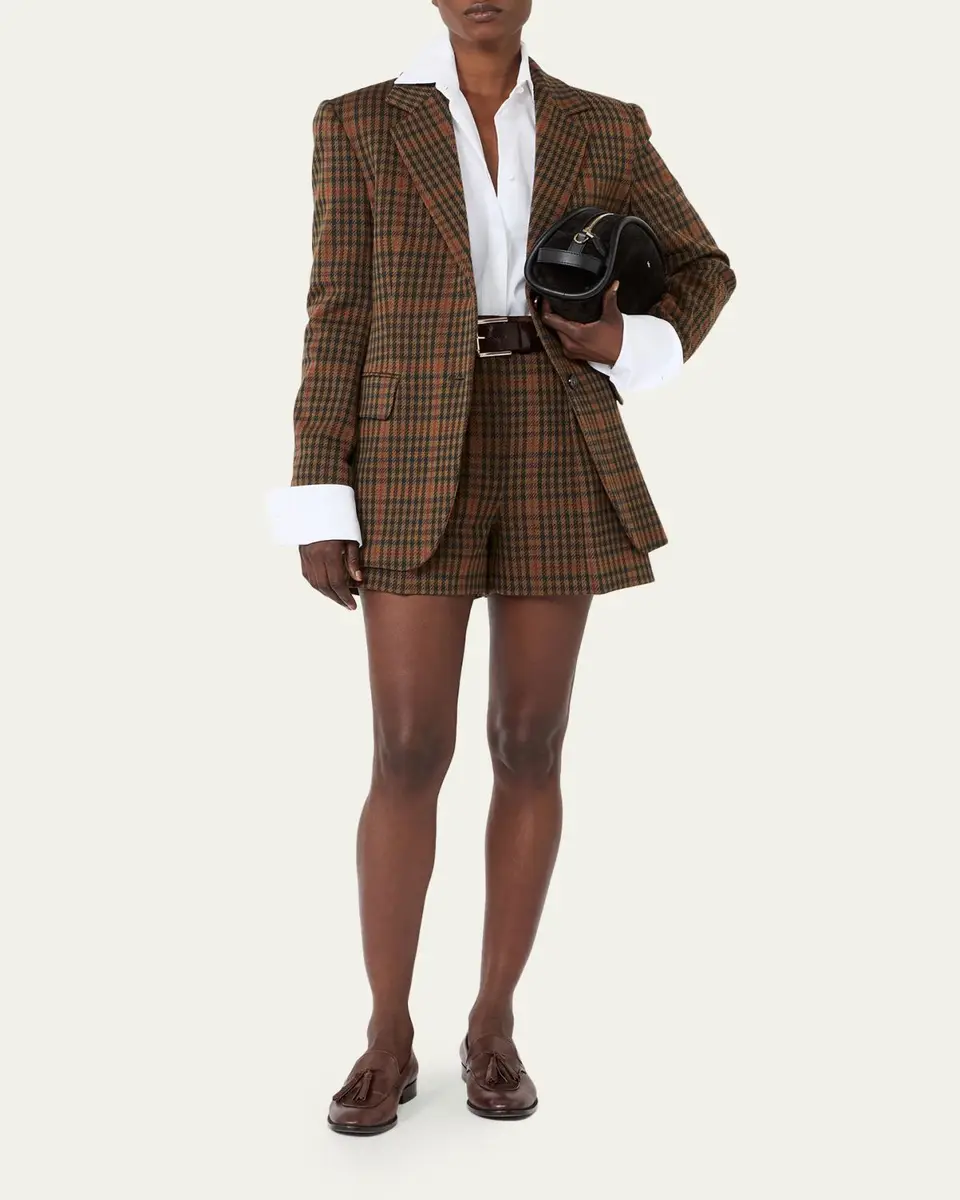 Max Mara Check Wool-Blend Single-Breasted Jacket | Thumbnail 2 Max Mara Check Wool-Blend Single-Breasted Jacket | Thumbnail 2