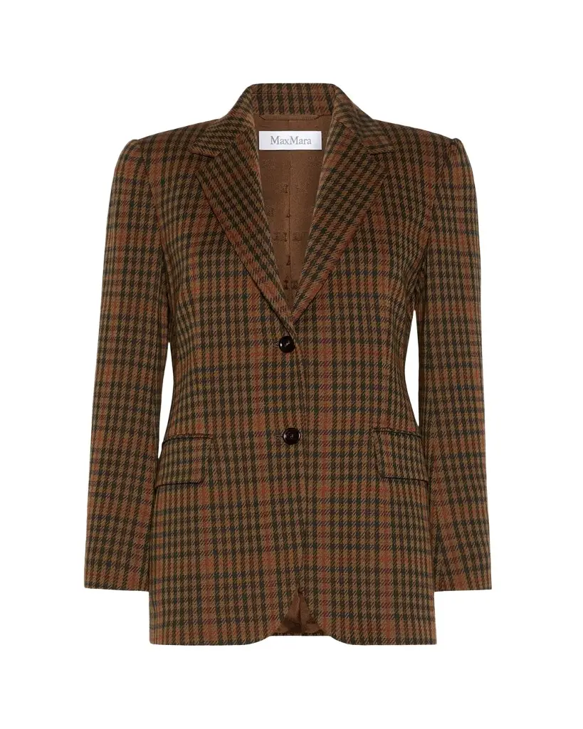 Max Mara Check Wool-Blend Single-Breasted Jacket | Image 1 Max Mara Check Wool-Blend Single-Breasted Jacket | Image 1