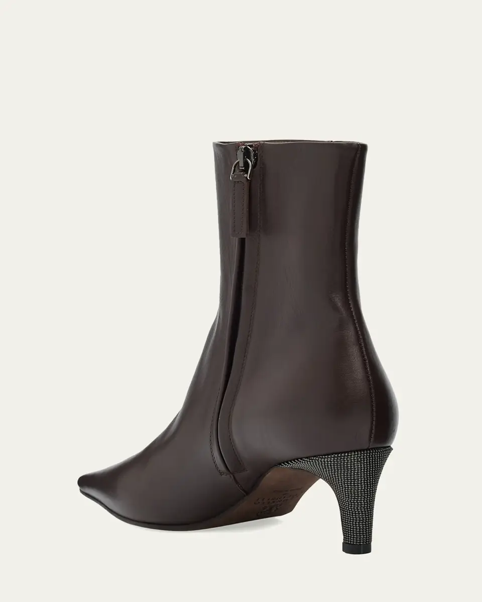 Brunello Cucinelli 55mm Monili Heel Leather Ankle Booties | Thumbnail 2 Brunello Cucinelli 55mm Monili Heel Leather Ankle Booties | Thumbnail 2