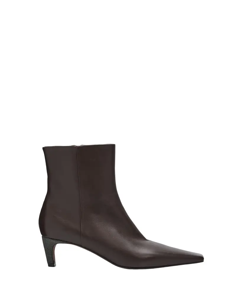 Brunello Cucinelli 55mm Monili Heel Leather Ankle Booties | Image 1 Brunello Cucinelli 55mm Monili Heel Leather Ankle Booties | Image 1