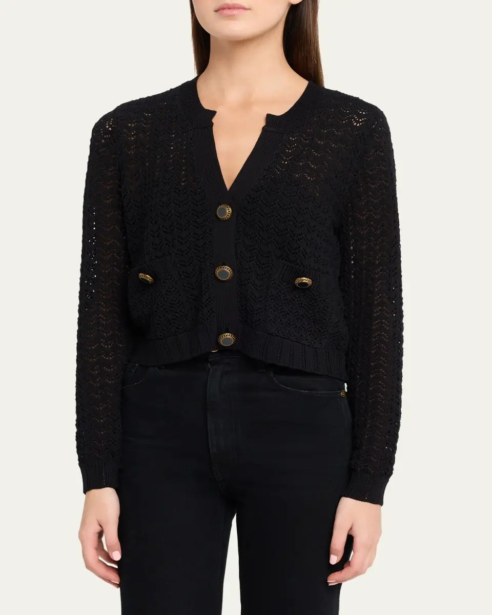 L'Agence Orla Pointelle Knit Cardigan | Thumbnail 4 L'Agence Orla Pointelle Knit Cardigan | Thumbnail 4