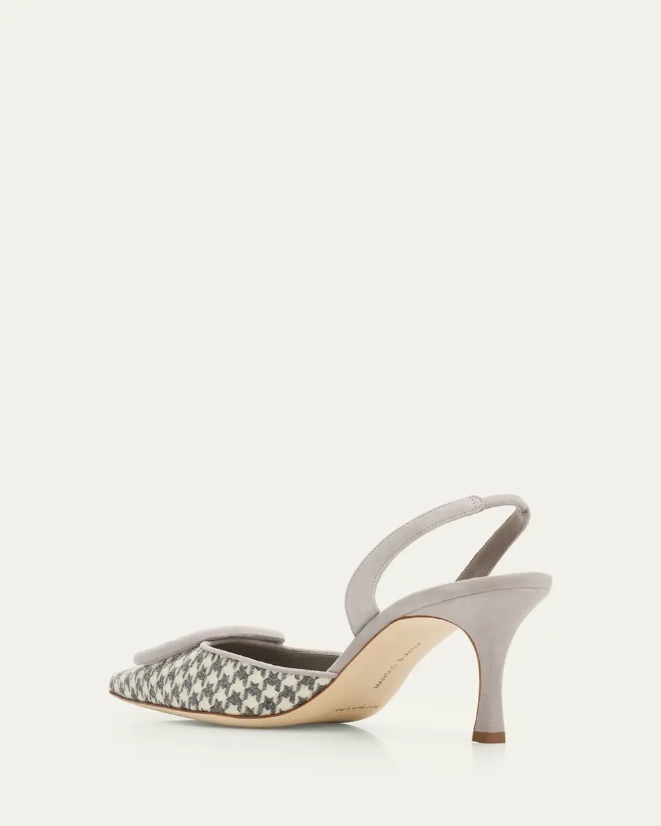 Manolo Blahnik 70mm Mayslibi Gala Houndstooth Suede Slingback Pumps | Thumbnail 4 Manolo Blahnik 70mm Mayslibi Gala Houndstooth Suede Slingback Pumps | Thumbnail 4