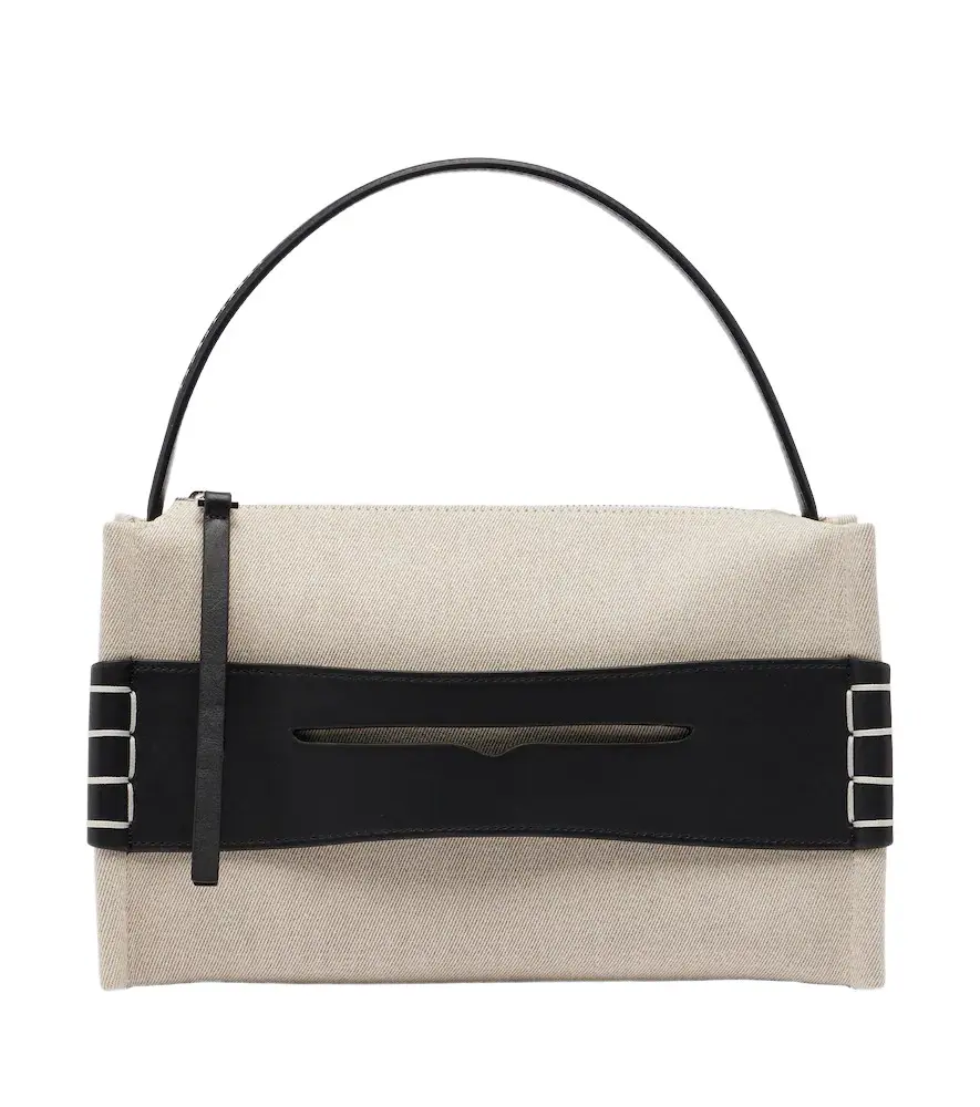 Loafer Medium canvas and leather top-handle bag Loafer Medium canvas and leather top-handle bag