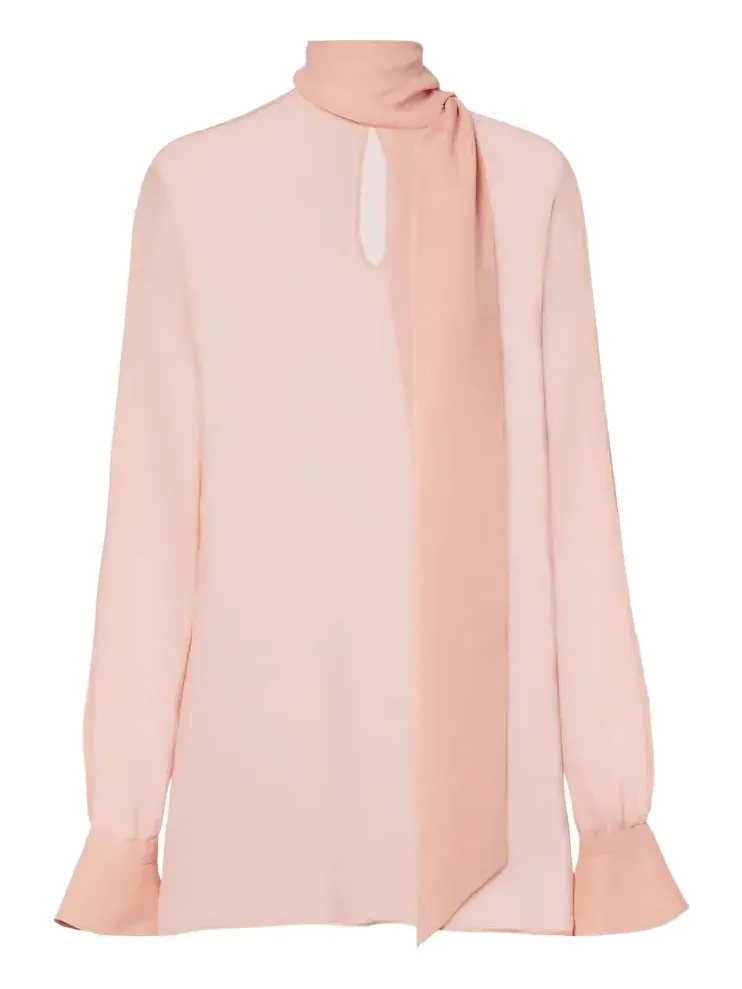 Tie-neck silk georgette blouse