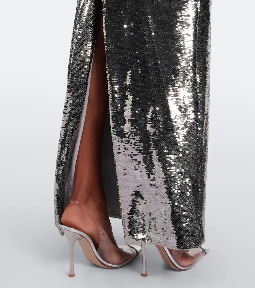 MONIQUE LHUILLIER Floral-appliqué sequined bustier gown | Thumbnail 4