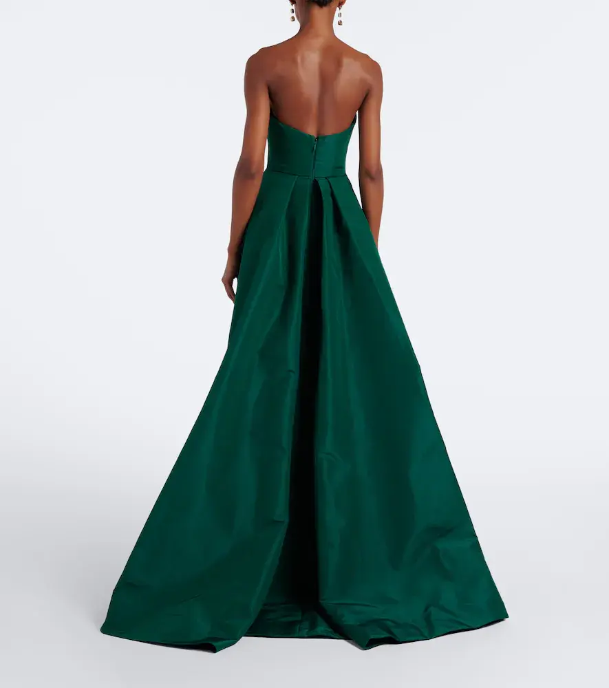 MONIQUE LHUILLIER Draped strapless silk bustier gown | Thumbnail 4