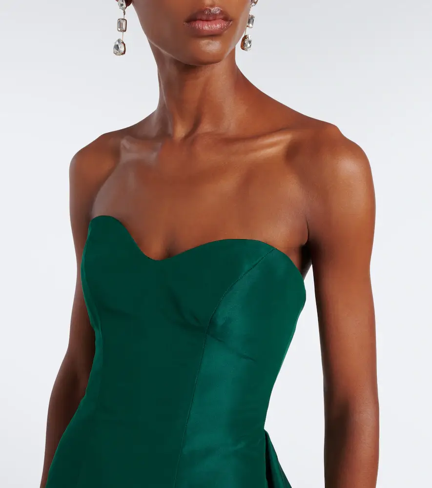 MONIQUE LHUILLIER Draped strapless silk bustier gown | Thumbnail 5