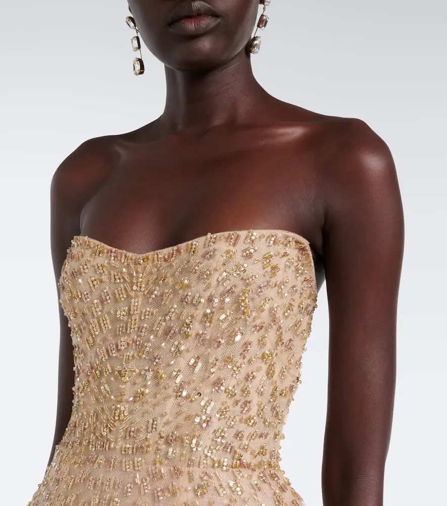 MONIQUE LHUILLIER Embellished peplum bustier gown | Thumbnail 4