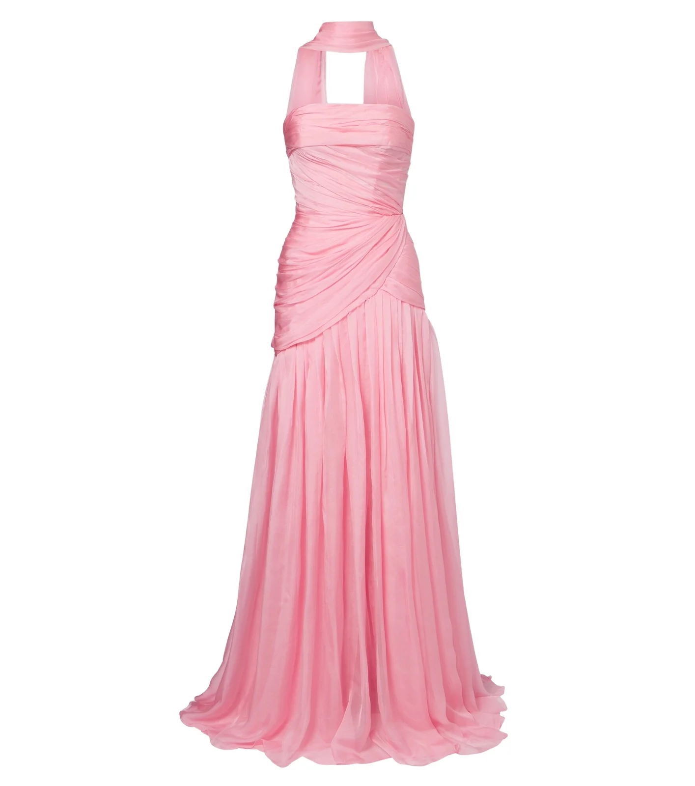 Scarf-detail draped silk bustier gown Scarf-detail draped silk bustier gown