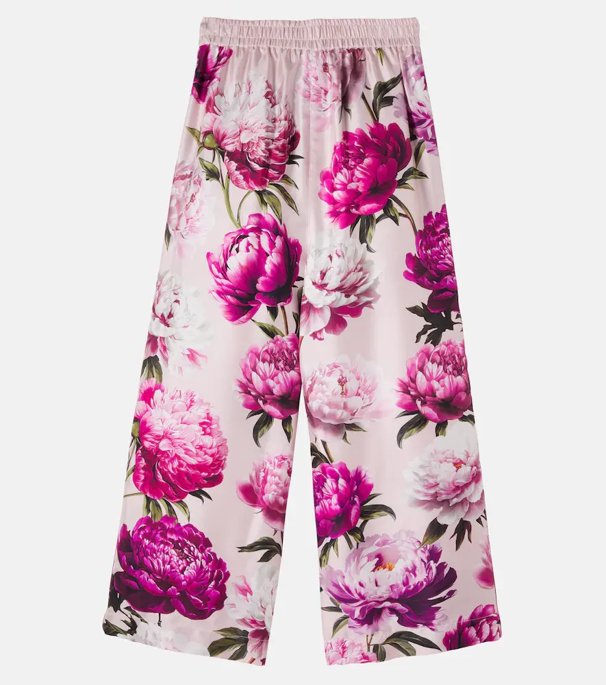 Dolce & Gabbana Kids Floral silk twill wide-leg pants | Thumbnail 2 Dolce & Gabbana Kids Floral silk twill wide-leg pants | Thumbnail 2