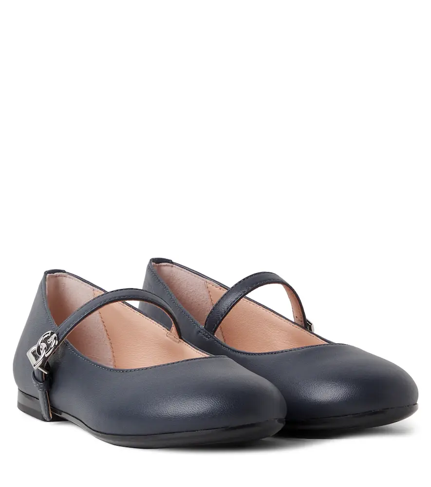 Dolce & Gabbana Kids DG leather Mary Jane flats | Image 1 Dolce & Gabbana Kids DG leather Mary Jane flats | Image 1
