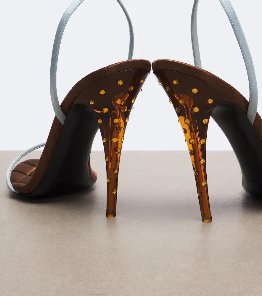 Saint Laurent Ivresse embellished quilted satin sandals | Thumbnail 2 Saint Laurent Ivresse embellished quilted satin sandals | Thumbnail 2