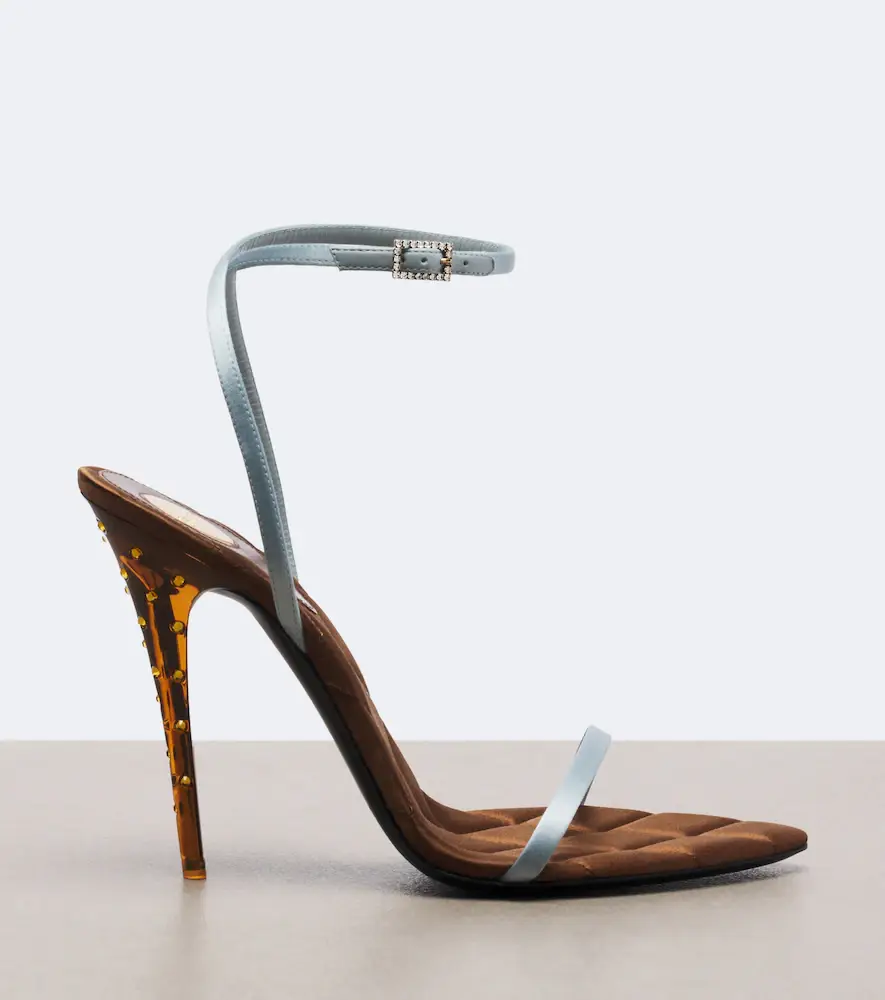 Saint Laurent Ivresse embellished quilted satin sandals | Thumbnail 3 Saint Laurent Ivresse embellished quilted satin sandals | Thumbnail 3