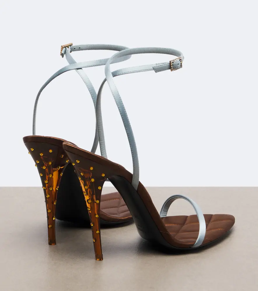 Saint Laurent Ivresse embellished quilted satin sandals | Thumbnail 4 Saint Laurent Ivresse embellished quilted satin sandals | Thumbnail 4