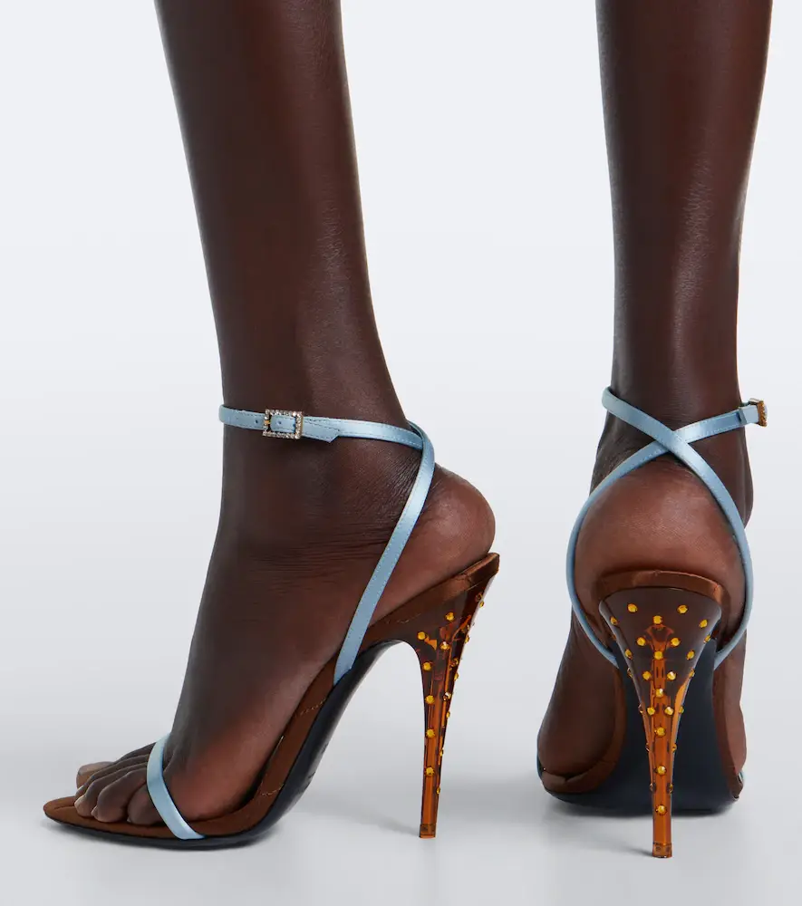Saint Laurent Ivresse embellished quilted satin sandals | Thumbnail 5 Saint Laurent Ivresse embellished quilted satin sandals | Thumbnail 5