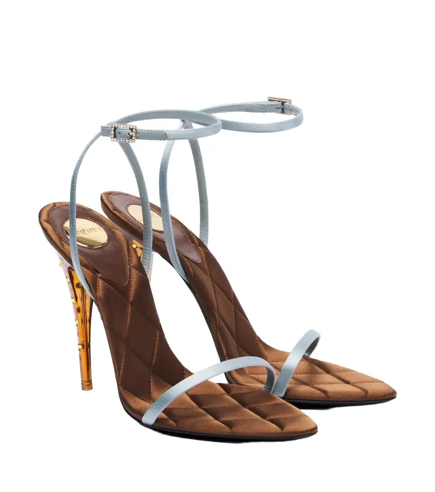 Saint Laurent Ivresse embellished quilted satin sandals