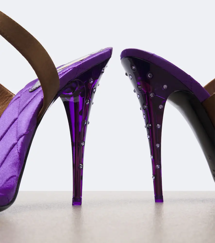 Saint Laurent Ivresse embellished crêpe satin sandals | Thumbnail 2