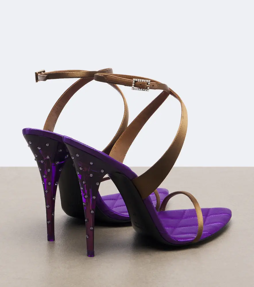 Saint Laurent Ivresse embellished crêpe satin sandals | Thumbnail 3