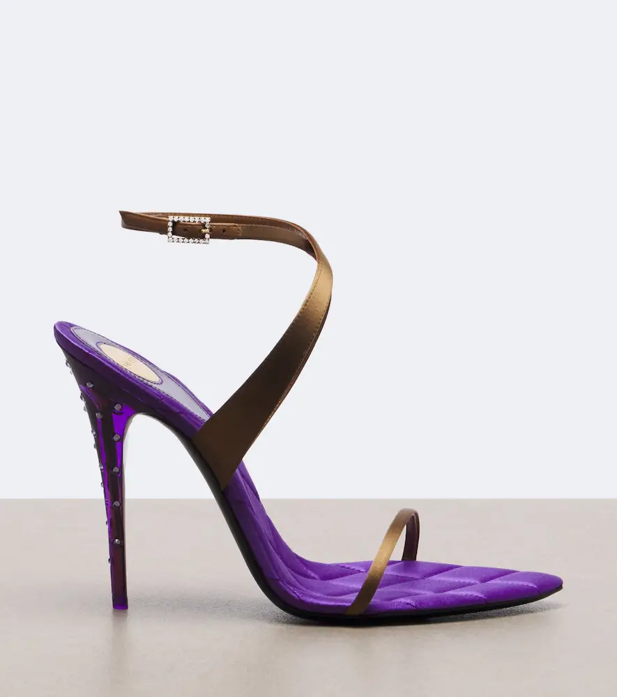 Saint Laurent Ivresse embellished crêpe satin sandals | Thumbnail 4