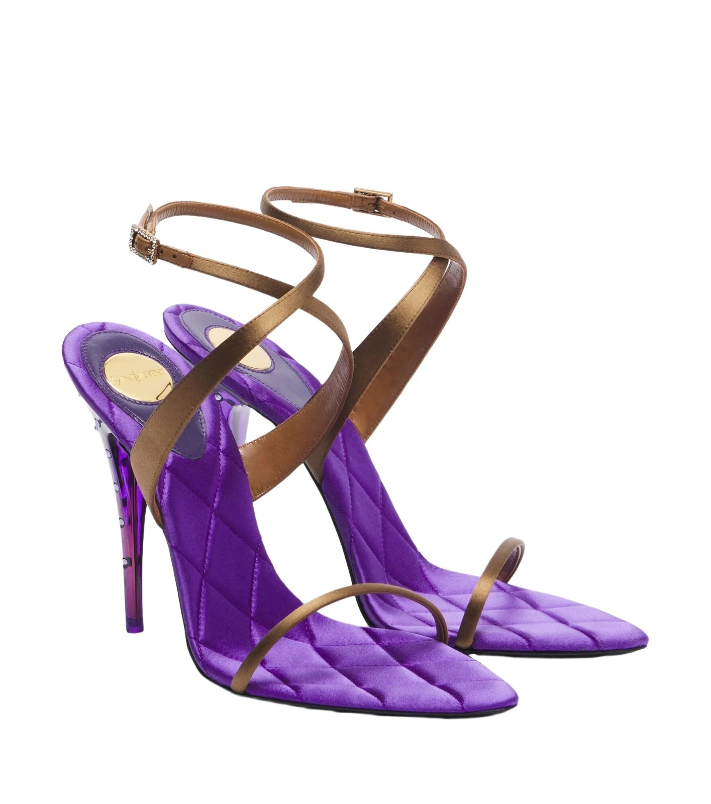 Saint Laurent Ivresse embellished crêpe satin sandals