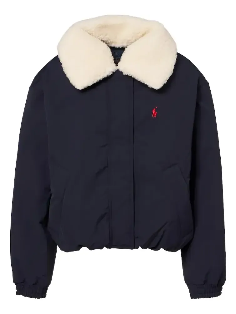 Teddy-trimmed technical down jacket