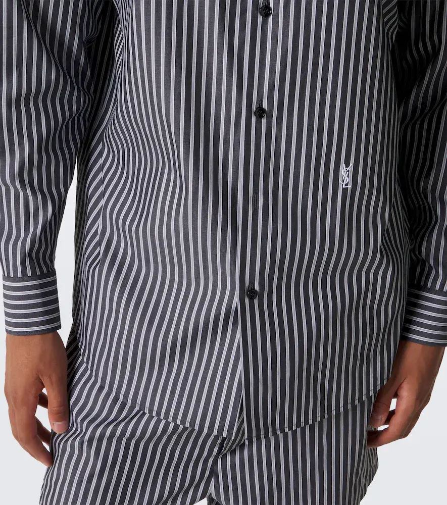 Saint Laurent Cassandre striped cotton poplin shirt | Thumbnail 7