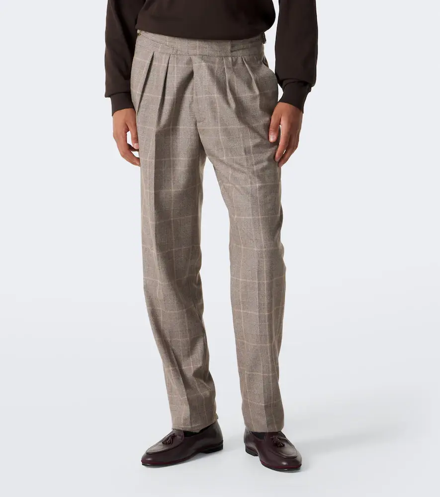 Rubinacci Checked virgin wool straight pants | Thumbnail 4