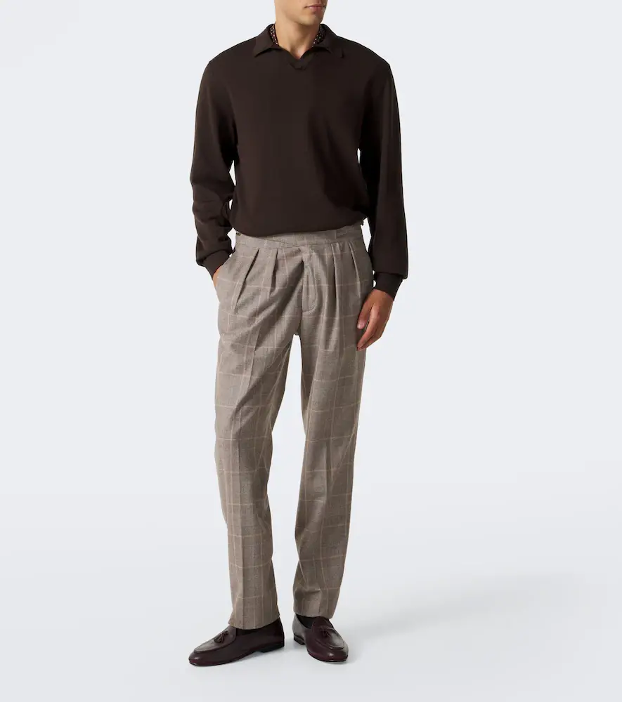 Rubinacci Checked virgin wool straight pants | Thumbnail 5