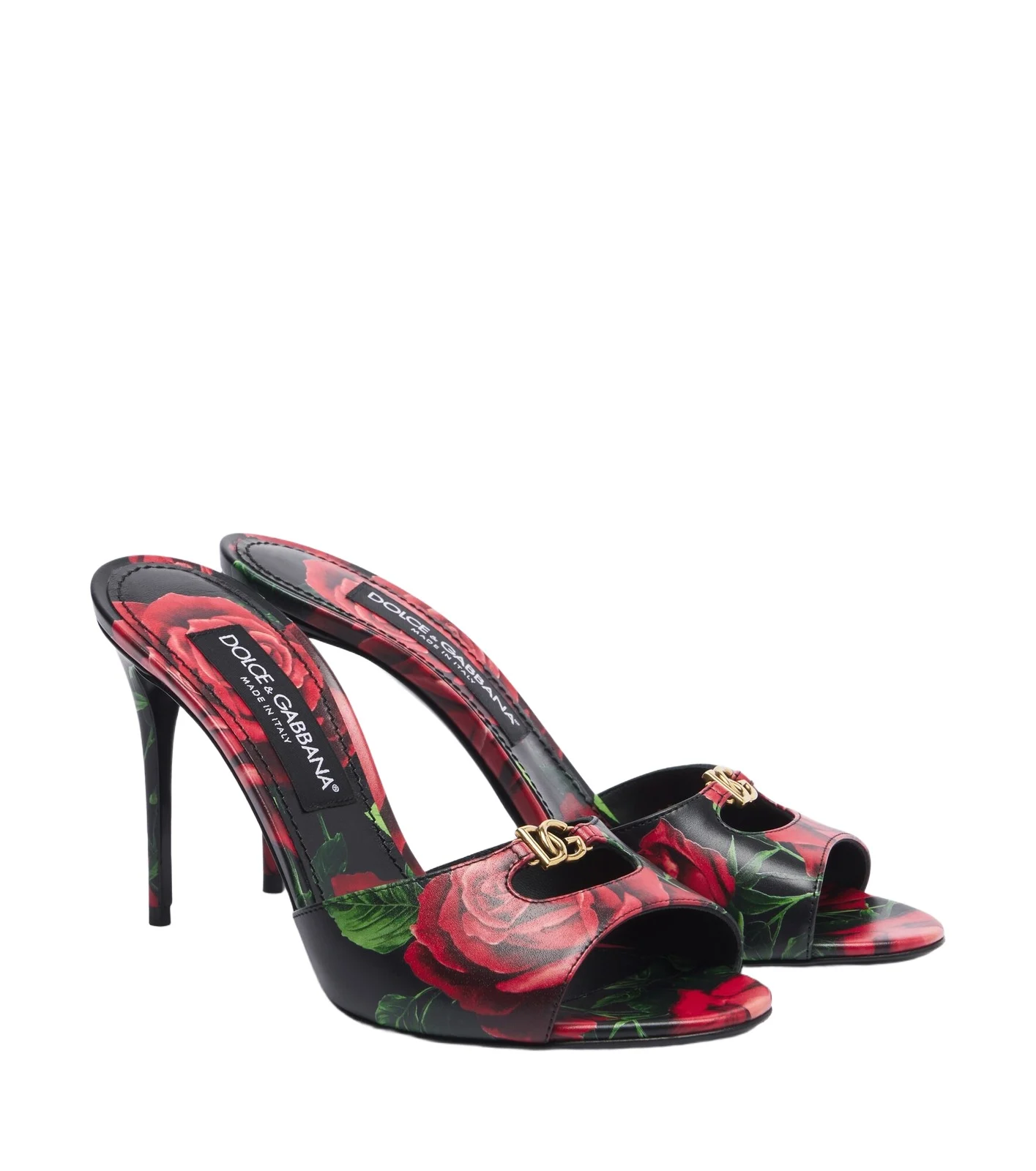 Dolce & Gabbana DG floral leather mules