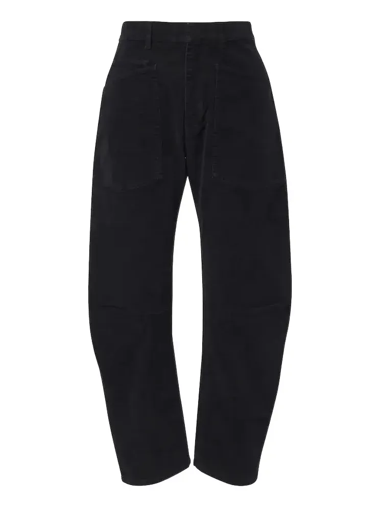 Shon cotton-blend corduroy barrel-leg pants
