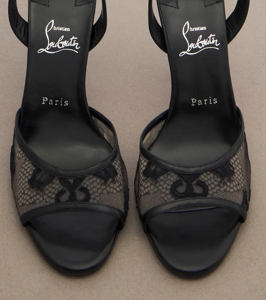 Christian Louboutin Miss Z lace-trimmed leather slingback sandals | Thumbnail 2 Christian Louboutin Miss Z lace-trimmed leather slingback sandals | Thumbnail 2