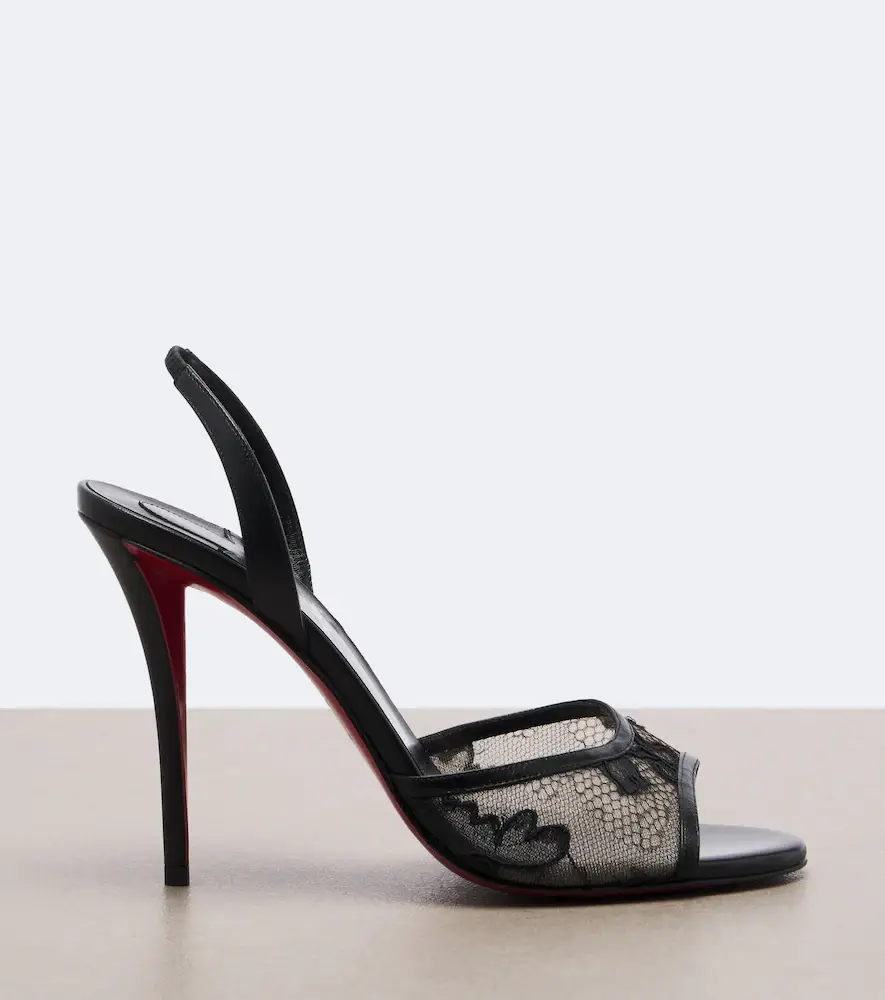 Christian Louboutin Miss Z lace-trimmed leather slingback sandals | Thumbnail 3 Christian Louboutin Miss Z lace-trimmed leather slingback sandals | Thumbnail 3