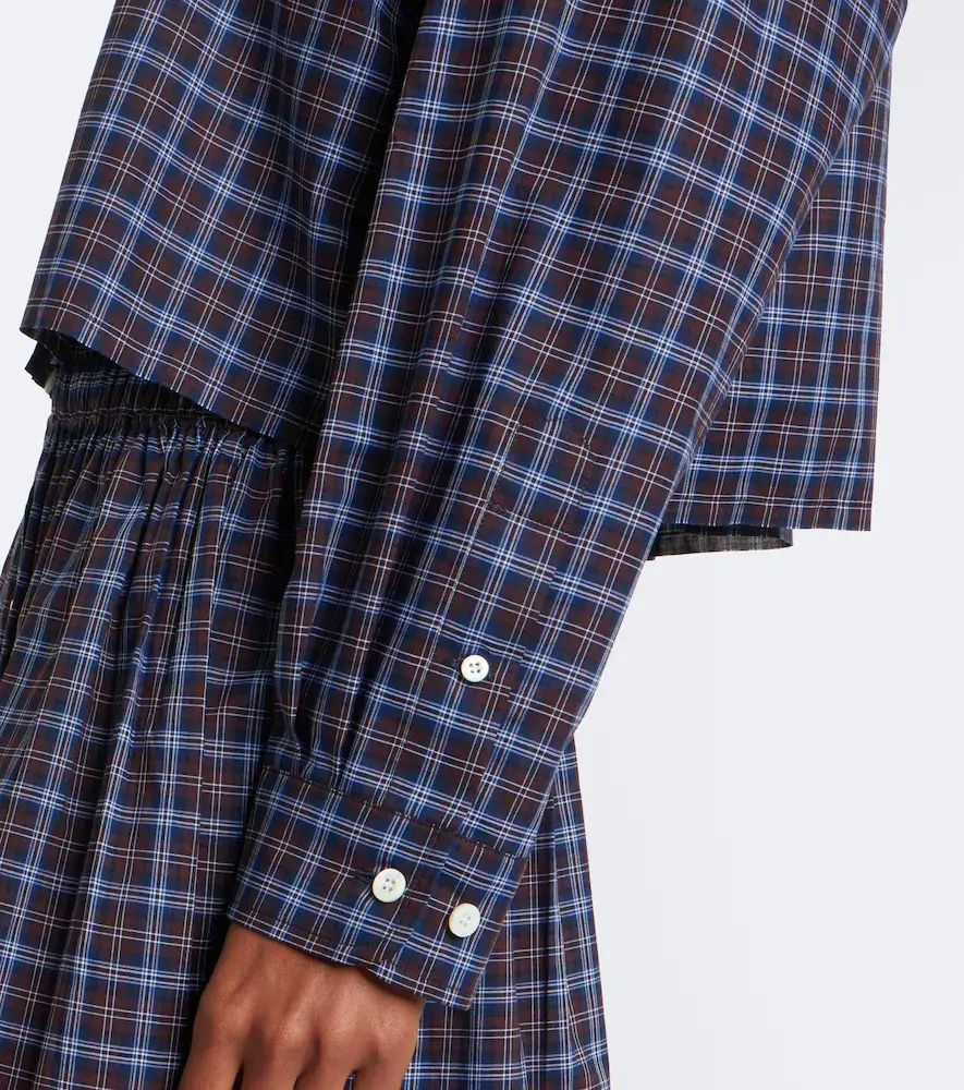 Miu Miu Logo plaid cotton shirt | Thumbnail 2