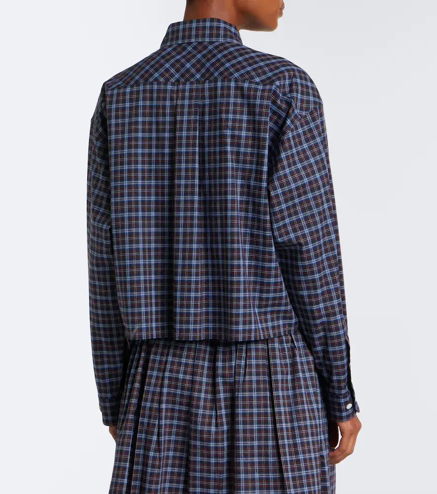 Miu Miu Logo plaid cotton shirt | Thumbnail 3