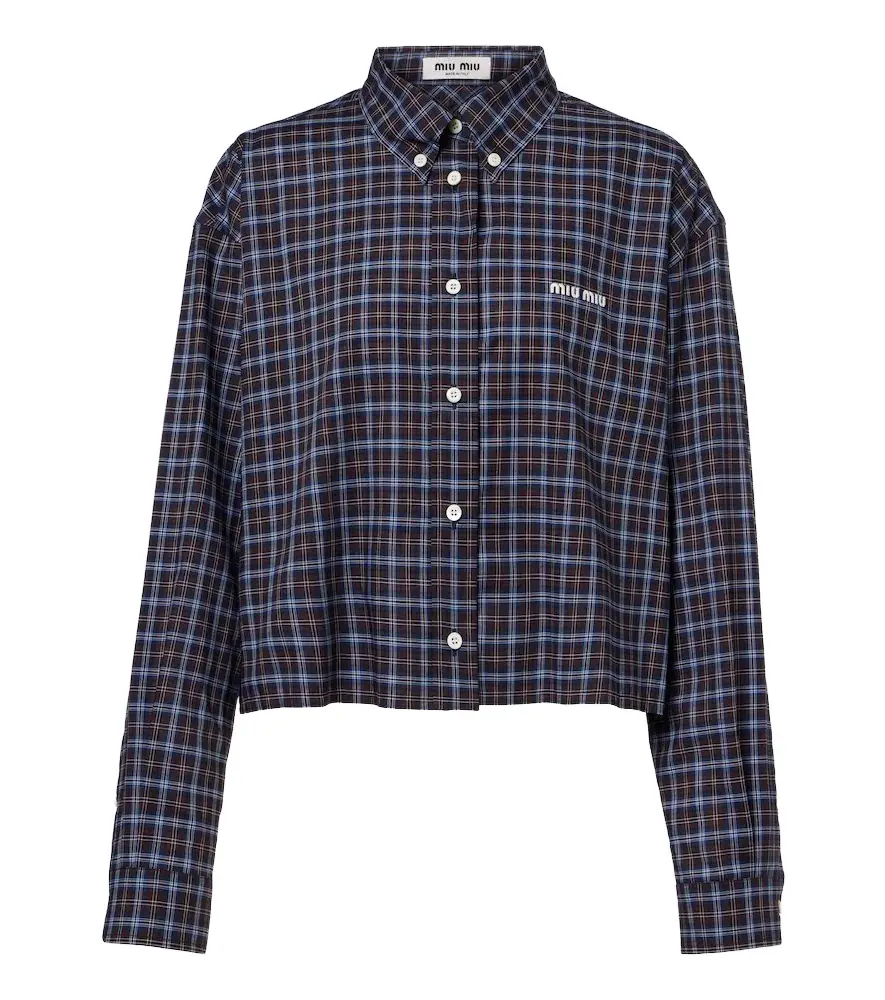 Miu Miu Logo plaid cotton shirt | Image 1 Miu Miu Logo plaid cotton shirt | Image 1